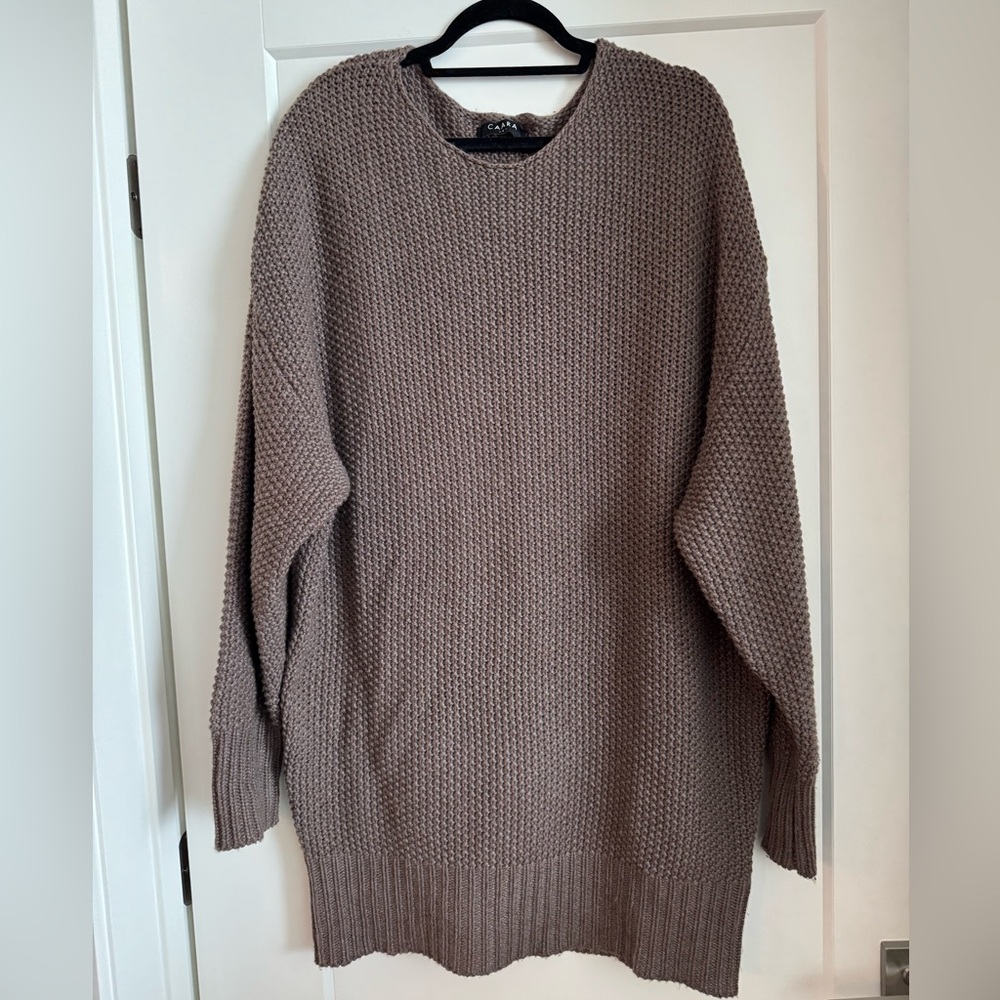 CAARA Oversized Sweater Dress, Taupe, Size Medium